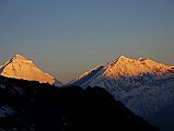 19 Dhaulagiri, And Tukuche Peak At Sunrise From Camp Below Mesokanto La Dhaulagiri and Tukuche Peak blazed at sunrise from the camp just below the Mesokanto La.